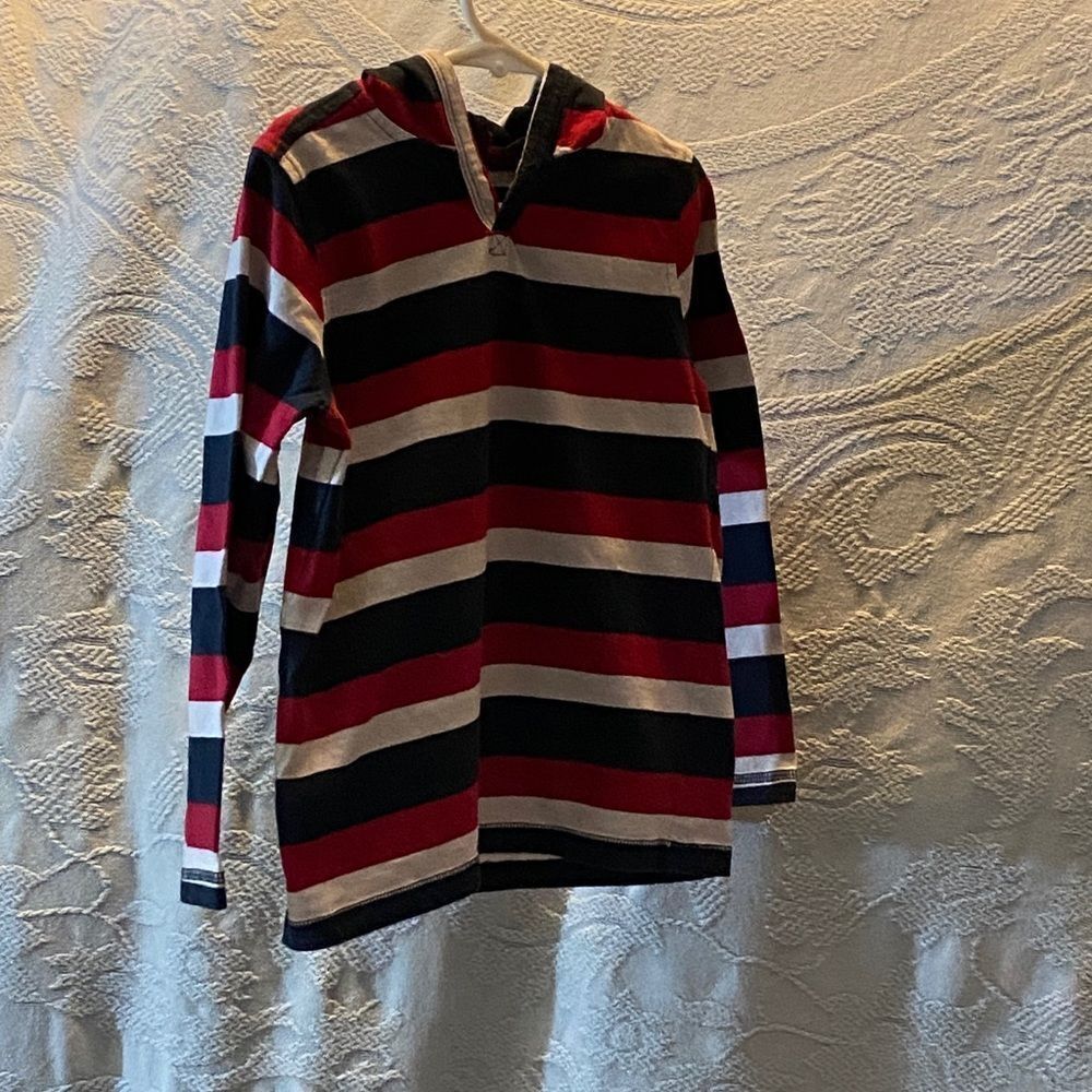 10/$50 Tea Collection Striped Hoodie in Red, White, and Blue Size 7
